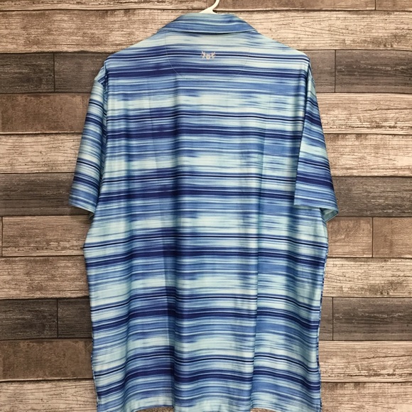 Hickey Freeman Golf Polo Shirt Men’s L Blue Stripe Short Sleeve Performance - Picture 4 of 9